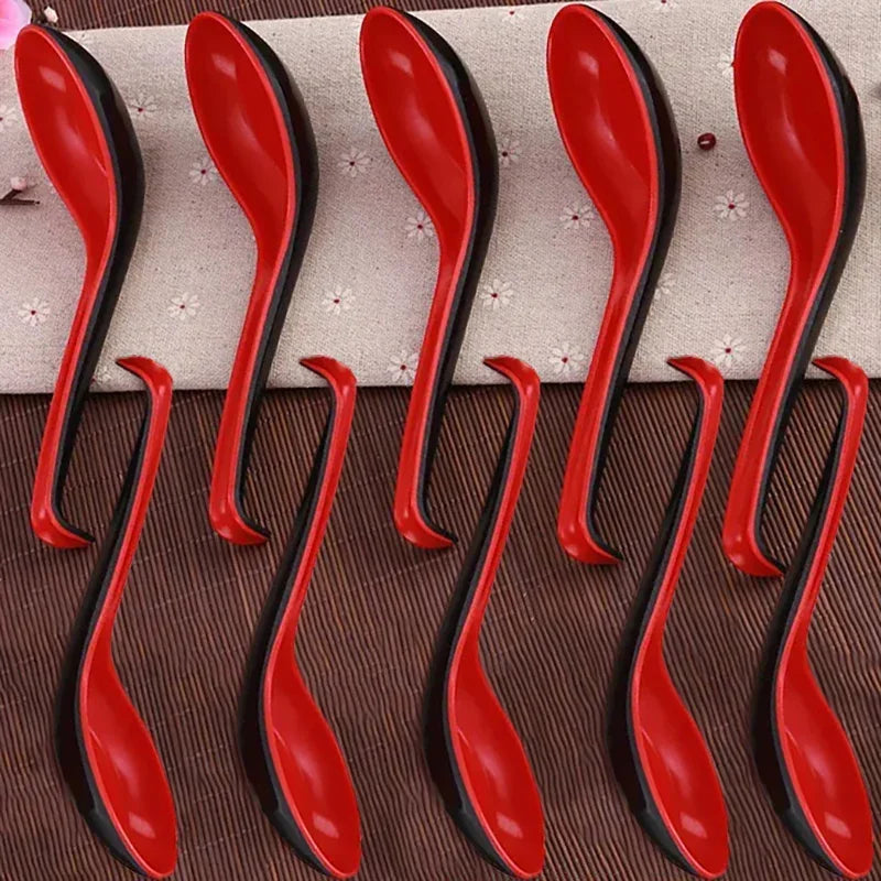 1/5/10pcs Mighty Porcelain Anti-Shock Spoons Japanese Rice Spoon Dumplings Porridge Soup Spoon Restaurant Bar Kitchen Cutlery