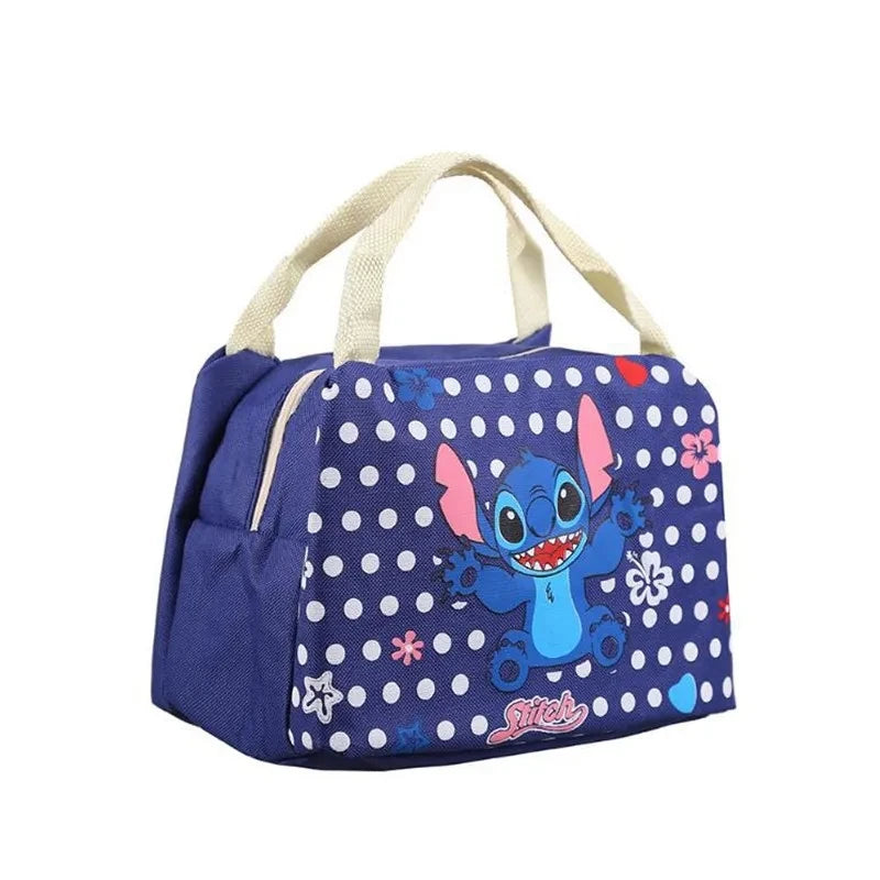 Kawaii Stitch Disney Cartoon Lunch Bag Ice Bag Camping wateproof Thick Waterproof Canvas Lunch Bag Rice Insulation Bag Gifts