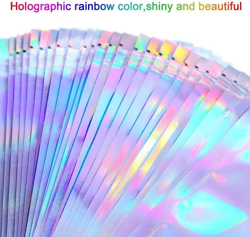 10pcs Laser Rainbow Storage Bags Waterproof Lock Bags for Jewelry Gifts Food Packing Bags Home Kitchen Organizer Mask Holders