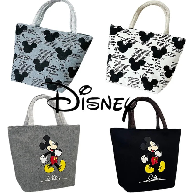 Disney Women's Handbag 2023 Cartoon Mickey Mouse Minnie Canvas Tote Bag for Girls Cute Anime Multifunctional Lunch Bag Gifts