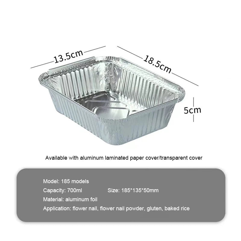 700ML Rectangular Tin Foil Tray Disposable Food Container Aluminum Foil Takeaway Box for Packaging, Baking, Roasting（20 Pack)