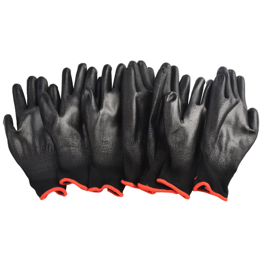 12Pairs Safety Coating Work Gloves Hand Protect PU Nylon Antiskid Dust-proof For Precision Works And Garden Work