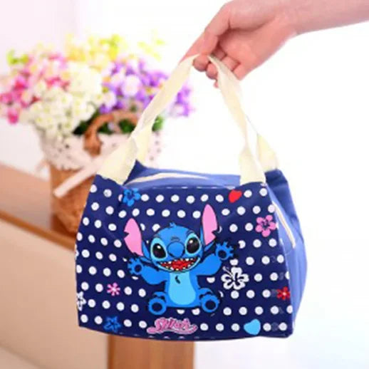 Kawaii Stitch Disney Cartoon Lunch Bag Ice Bag Camping wateproof Thick Waterproof Canvas Lunch Bag Rice Insulation Bag Gifts