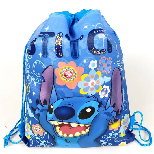 Stitch Disney Nonwoven Drawstring Bag Anime Lilo&Stitch Party Decorations Gift Bag Kid Birthday Party Baby Shower Supplies Gifts