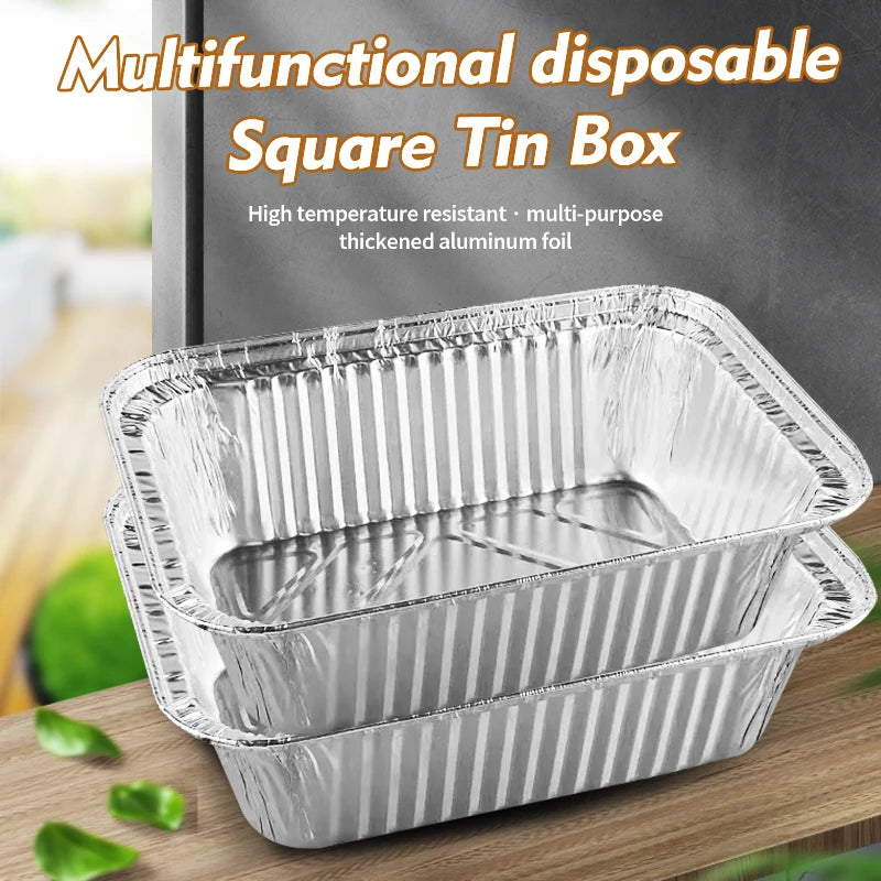 700ML Rectangular Tin Foil Tray Disposable Food Container Aluminum Foil Takeaway Box for Packaging, Baking, Roasting（20 Pack)