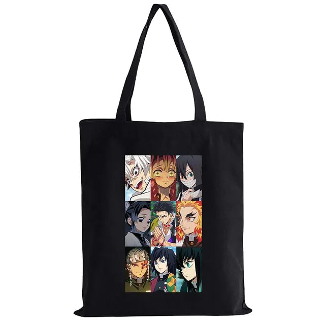 Hot Anime Demon Slayer Shoulder Bag Kimetsu No Yaiba Tanjirou Kamado Tote bags Canvas Summer Large Capacity Handbags