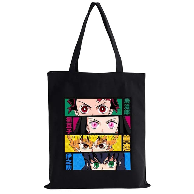 Hot Anime Demon Slayer Shoulder Bag Kimetsu No Yaiba Tanjirou Kamado Tote bags Canvas Summer Large Capacity Handbags