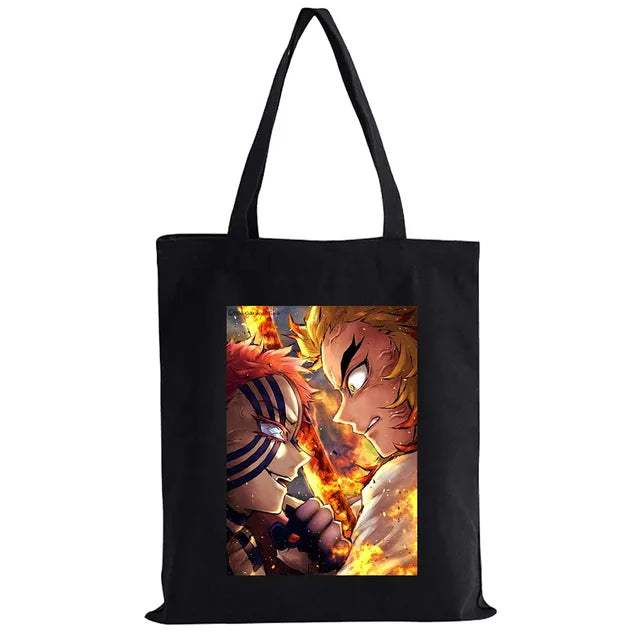 Hot Anime Demon Slayer Shoulder Bag Kimetsu No Yaiba Tanjirou Kamado Tote bags Canvas Summer Large Capacity Handbags