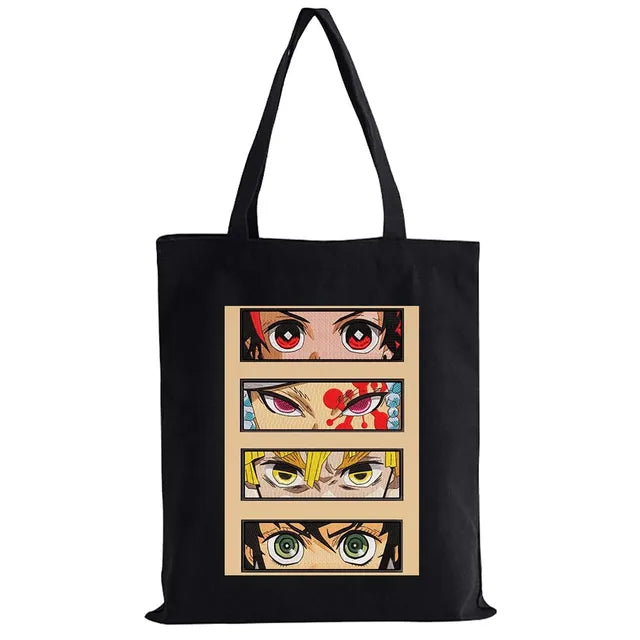 Hot Anime Demon Slayer Shoulder Bag Kimetsu No Yaiba Tanjirou Kamado Tote bags Canvas Summer Large Capacity Handbags