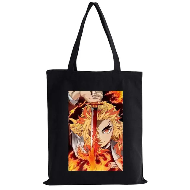 Hot Anime Demon Slayer Shoulder Bag Kimetsu No Yaiba Tanjirou Kamado Tote bags Canvas Summer Large Capacity Handbags