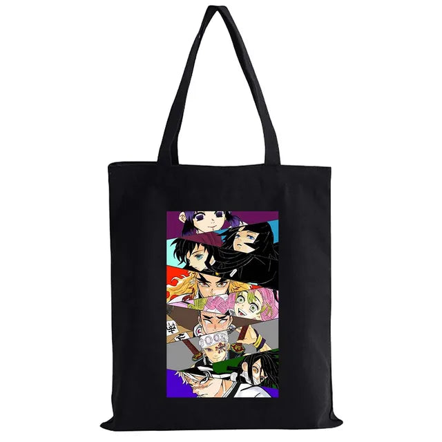 Hot Anime Demon Slayer Shoulder Bag Kimetsu No Yaiba Tanjirou Kamado Tote bags Canvas Summer Large Capacity Handbags