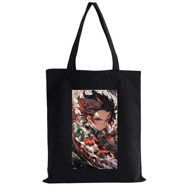 Hot Anime Demon Slayer Shoulder Bag Kimetsu No Yaiba Tanjirou Kamado Tote bags Canvas Summer Large Capacity Handbags