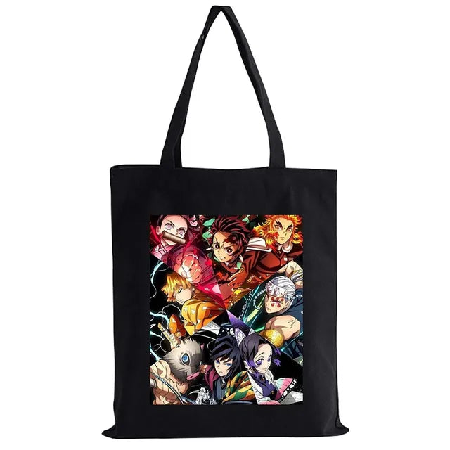 Hot Anime Demon Slayer Shoulder Bag Kimetsu No Yaiba Tanjirou Kamado Tote bags Canvas Summer Large Capacity Handbags