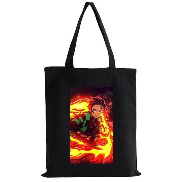 Hot Anime Demon Slayer Shoulder Bag Kimetsu No Yaiba Tanjirou Kamado Tote bags Canvas Summer Large Capacity Handbags