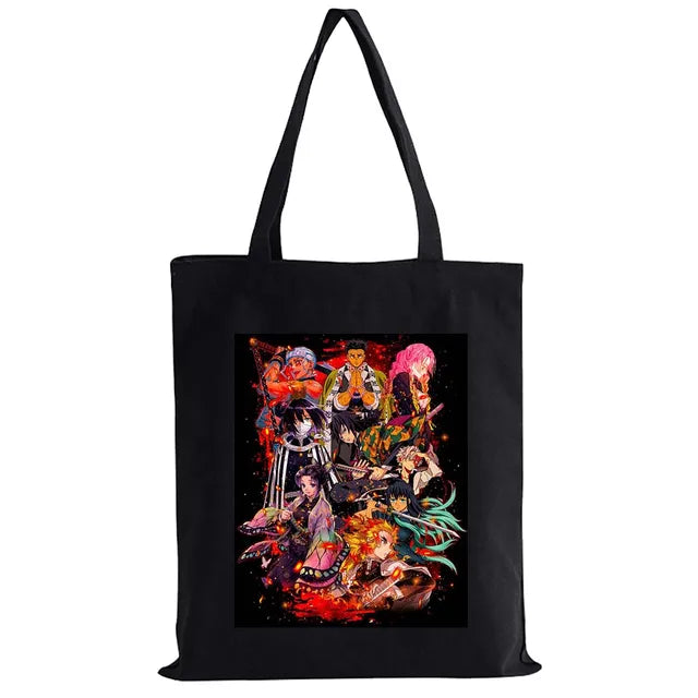 Hot Anime Demon Slayer Shoulder Bag Kimetsu No Yaiba Tanjirou Kamado Tote bags Canvas Summer Large Capacity Handbags