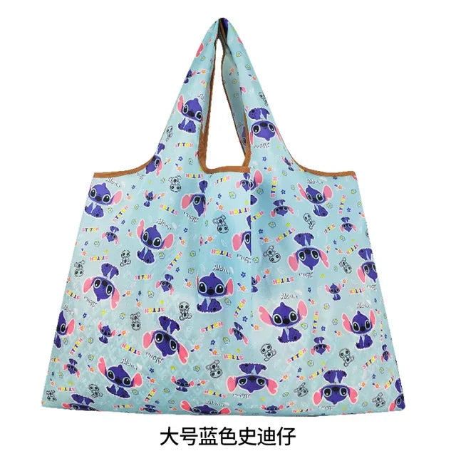 Disney Stitch Tote Bags for Women Mickey Mouse Winnie The Pooh Anime Large Capacity Shopping Bags Folding Storage Bag Handbags