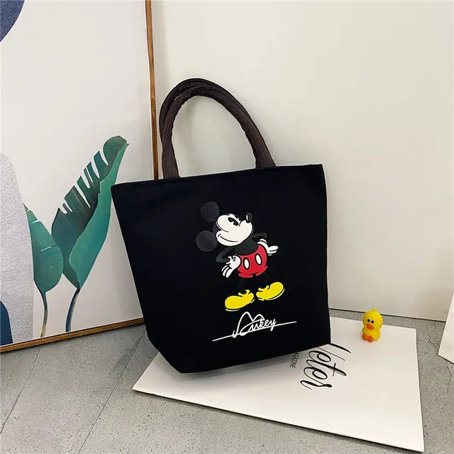 Disney Women's Handbag 2023 Cartoon Mickey Mouse Minnie Canvas Tote Bag for Girls Cute Anime Multifunctional Lunch Bag Gifts