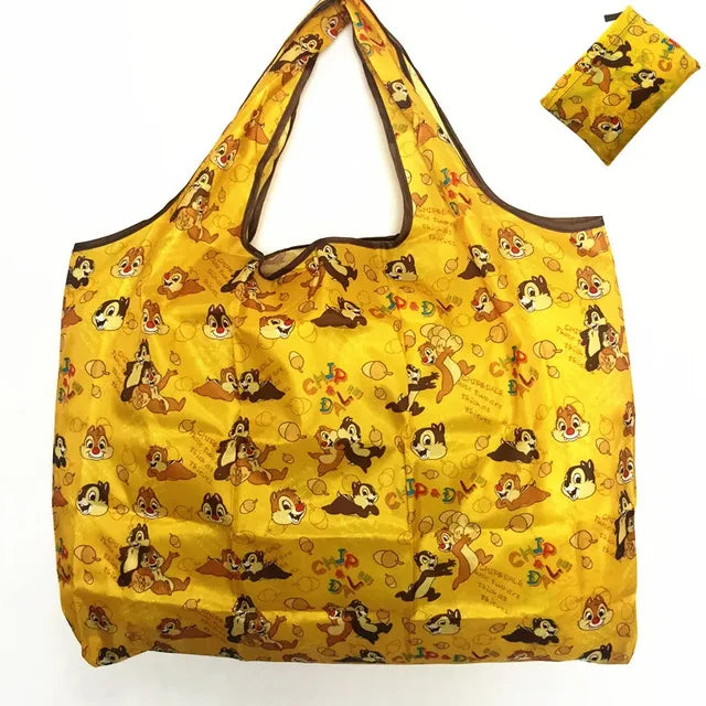 Disney Stitch Tote Bags for Women Mickey Mouse Winnie The Pooh Anime Large Capacity Shopping Bags Folding Storage Bag Handbags