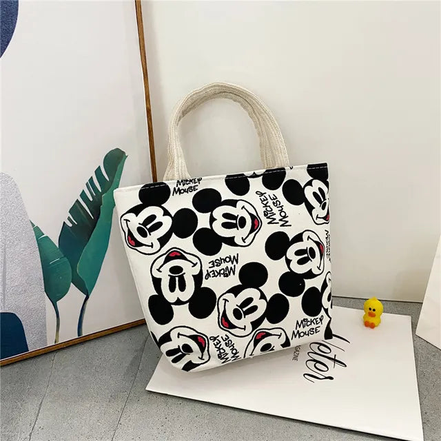 Disney Women's Handbag 2023 Cartoon Mickey Mouse Minnie Canvas Tote Bag for Girls Cute Anime Multifunctional Lunch Bag Gifts