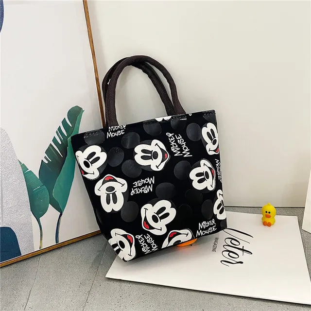 Disney Women's Handbag 2023 Cartoon Mickey Mouse Minnie Canvas Tote Bag for Girls Cute Anime Multifunctional Lunch Bag Gifts