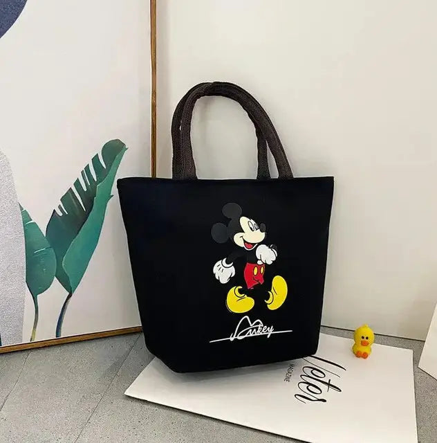 Disney Women's Handbag 2023 Cartoon Mickey Mouse Minnie Canvas Tote Bag for Girls Cute Anime Multifunctional Lunch Bag Gifts