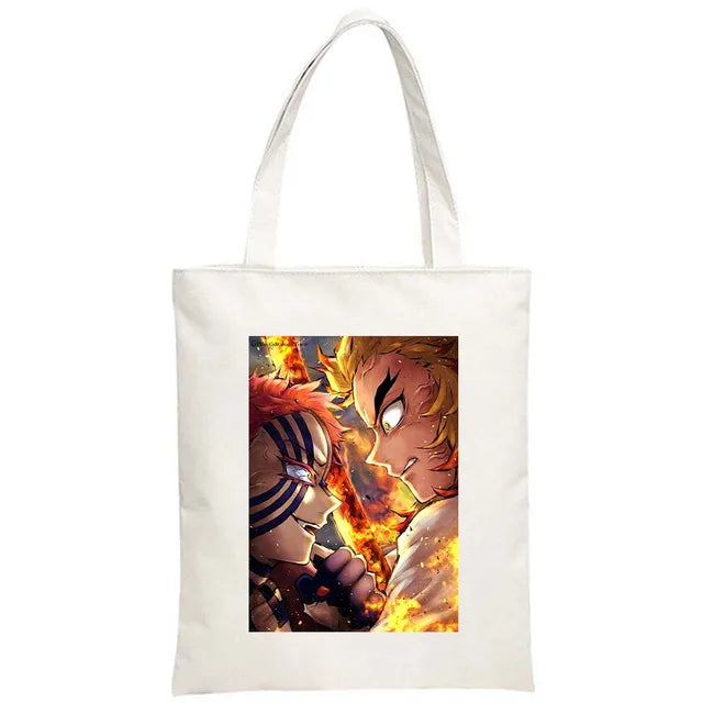 Hot Anime Demon Slayer Shoulder Bag Kimetsu No Yaiba Tanjirou Kamado Tote bags Canvas Summer Large Capacity Handbags