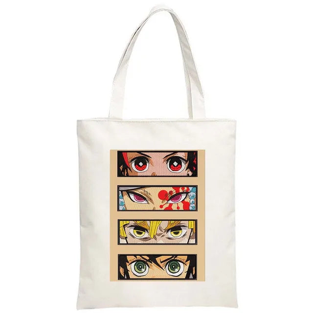 Hot Anime Demon Slayer Shoulder Bag Kimetsu No Yaiba Tanjirou Kamado Tote bags Canvas Summer Large Capacity Handbags