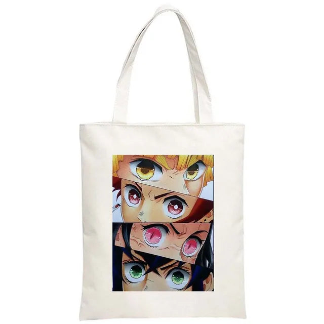 Hot Anime Demon Slayer Shoulder Bag Kimetsu No Yaiba Tanjirou Kamado Tote bags Canvas Summer Large Capacity Handbags