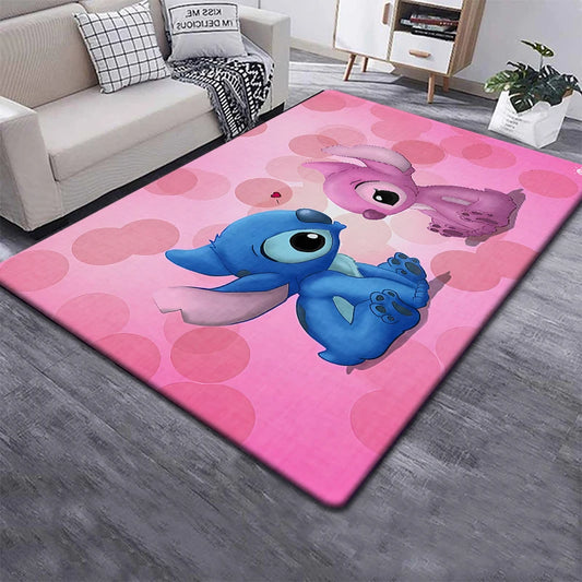 Disney Fashion Stitch 3D Printing Anime Carpets Cartoon Living Room Bedroom Large Area Soft Carpet Home Children's Room Rugs