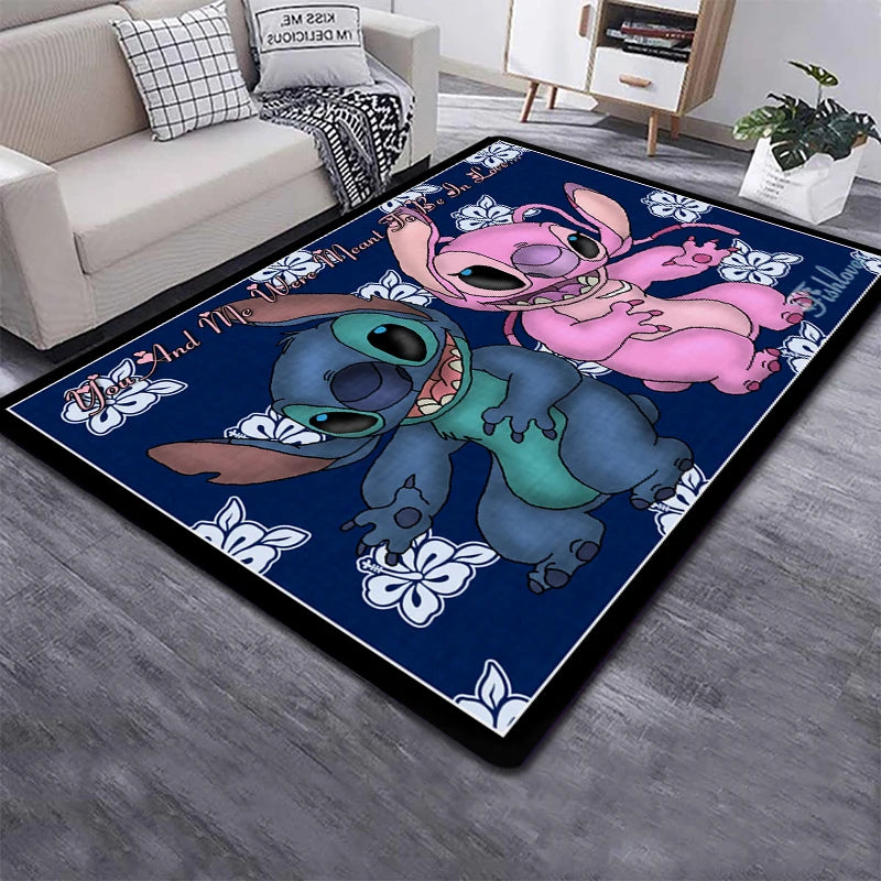 Disney Fashion Stitch 3D Printing Anime Carpets Cartoon Living Room Bedroom Large Area Soft Carpet Home Children's Room Rugs