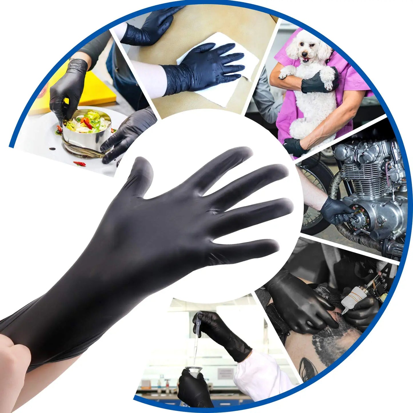 100 Pack Disposable Black Nitrile Gloves For Household Cleaning Work Safety Tools Gardening Gloves Kitchen Cooking Tools Tatto