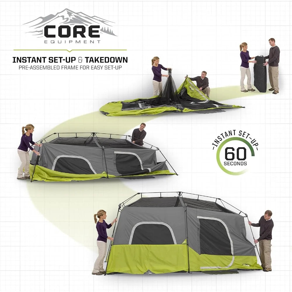 Core 9 Person Instant Cabin Tent - 14' x 9', Green (40008)