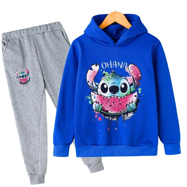 Baby Stitch Clothing Sets Children 1-16 Years Suit Boys Tracksuits Kids Brand Sport Suits Stich Hoodies Tops +Pants 2pcs Set