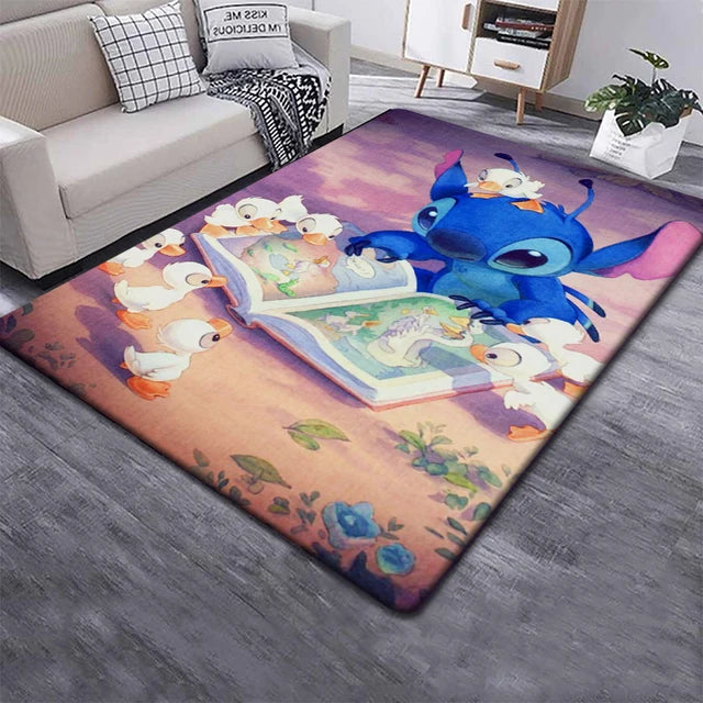 Disney Fashion Stitch 3D Printing Anime Carpets Cartoon Living Room Bedroom Large Area Soft Carpet Home Children's Room Rugs