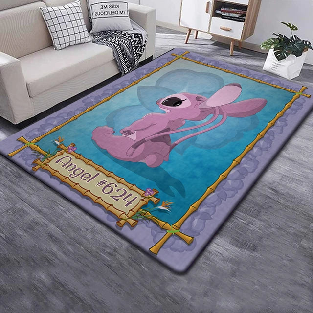 Disney Fashion Stitch 3D Printing Anime Carpets Cartoon Living Room Bedroom Large Area Soft Carpet Home Children's Room Rugs