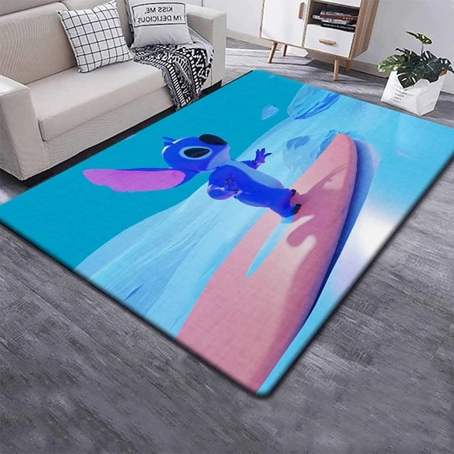 Disney Fashion Stitch 3D Printing Anime Carpets Cartoon Living Room Bedroom Large Area Soft Carpet Home Children's Room Rugs