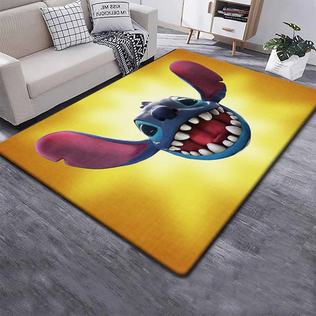 Disney Fashion Stitch 3D Printing Anime Carpets Cartoon Living Room Bedroom Large Area Soft Carpet Home Children's Room Rugs