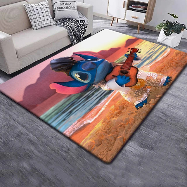 Disney Fashion Stitch 3D Printing Anime Carpets Cartoon Living Room Bedroom Large Area Soft Carpet Home Children's Room Rugs