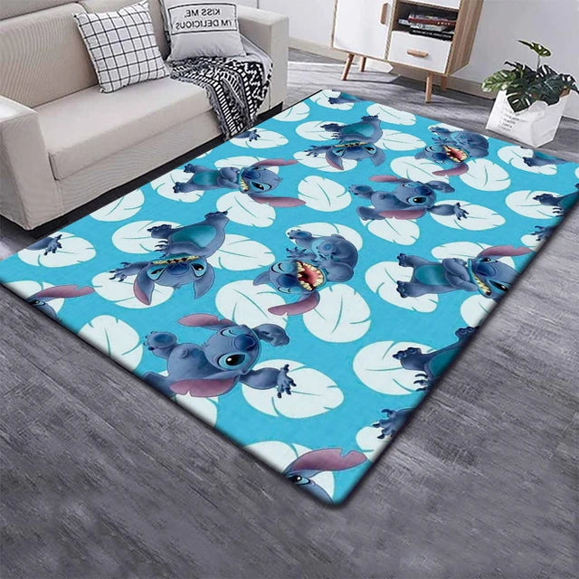 Disney Fashion Stitch 3D Printing Anime Carpets Cartoon Living Room Bedroom Large Area Soft Carpet Home Children's Room Rugs