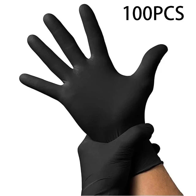 100 Pack Disposable Black Nitrile Gloves For Household Cleaning Work Safety Tools Gardening Gloves Kitchen Cooking Tools Tatto