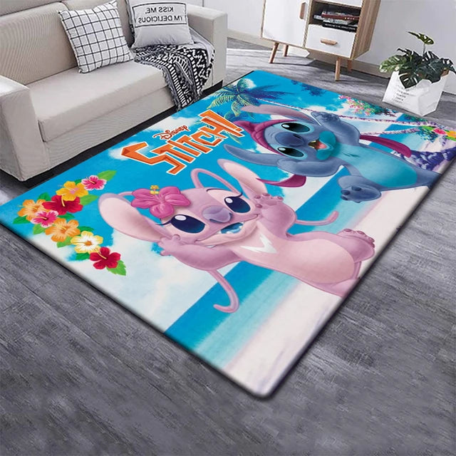 Disney Fashion Stitch 3D Printing Anime Carpets Cartoon Living Room Bedroom Large Area Soft Carpet Home Children's Room Rugs