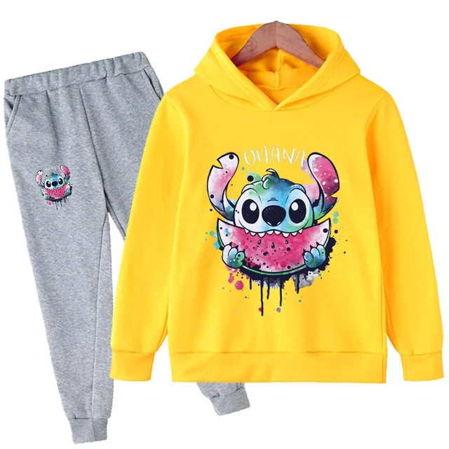 Baby Stitch Clothing Sets Children 1-16 Years Suit Boys Tracksuits Kids Brand Sport Suits Stich Hoodies Tops +Pants 2pcs Set