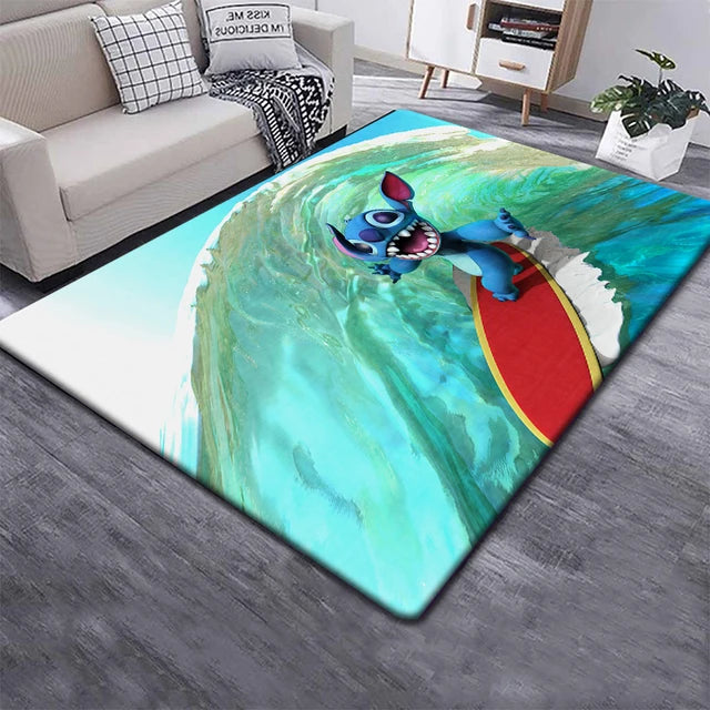 Disney Fashion Stitch 3D Printing Anime Carpets Cartoon Living Room Bedroom Large Area Soft Carpet Home Children's Room Rugs