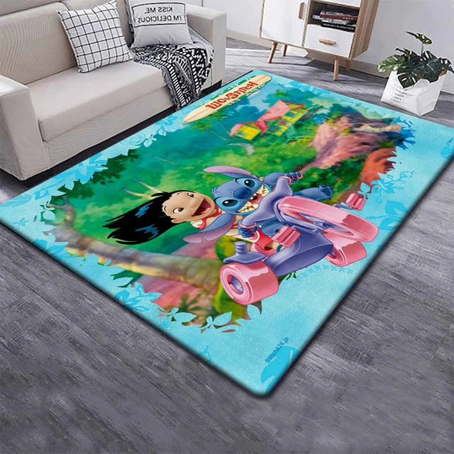 Disney Fashion Stitch 3D Printing Anime Carpets Cartoon Living Room Bedroom Large Area Soft Carpet Home Children's Room Rugs