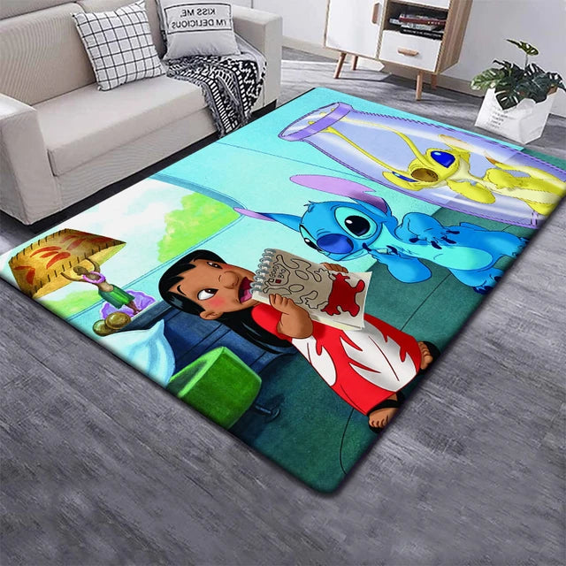 Disney Fashion Stitch 3D Printing Anime Carpets Cartoon Living Room Bedroom Large Area Soft Carpet Home Children's Room Rugs