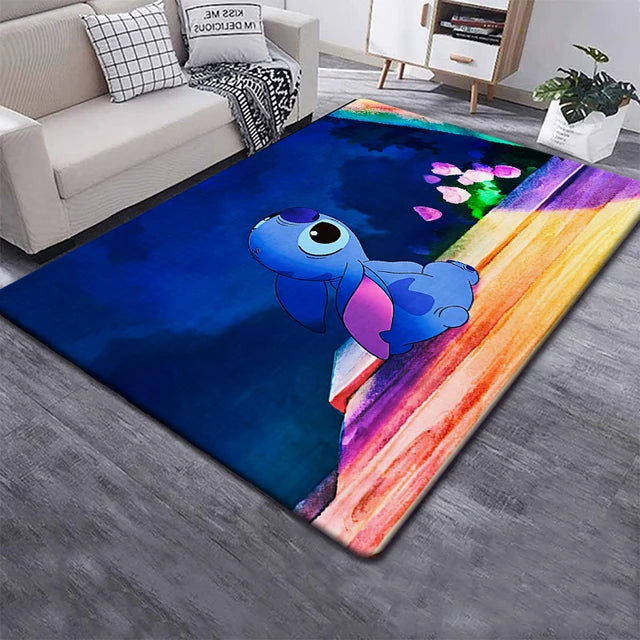 Disney Fashion Stitch 3D Printing Anime Carpets Cartoon Living Room Bedroom Large Area Soft Carpet Home Children's Room Rugs