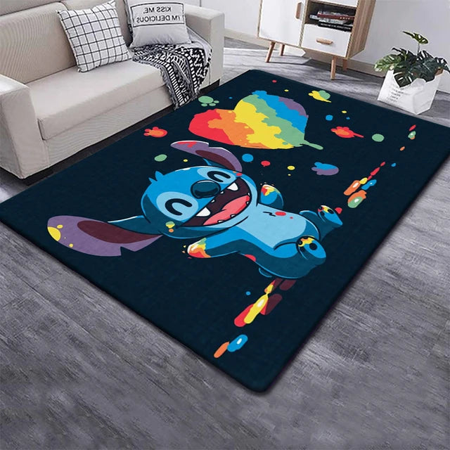 Disney Fashion Stitch 3D Printing Anime Carpets Cartoon Living Room Bedroom Large Area Soft Carpet Home Children's Room Rugs